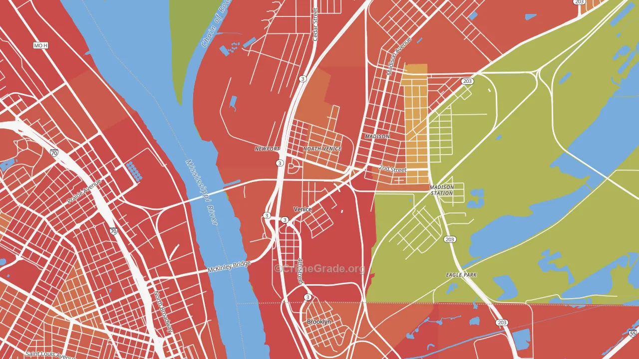 Venice, IL Map of Robbery Rates