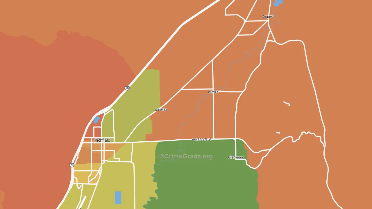 Venice, UT Map of Robbery Rates
