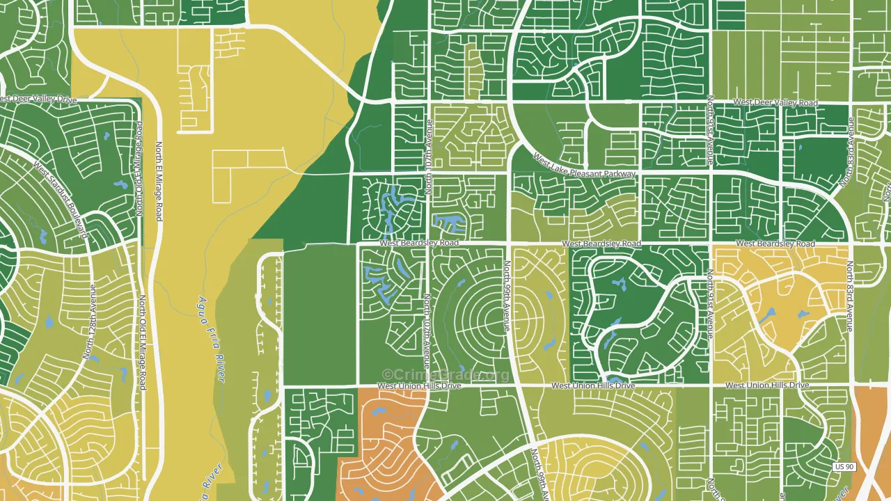 Ventana Lakes, Peoria, AZ Map of Robbery Rates
