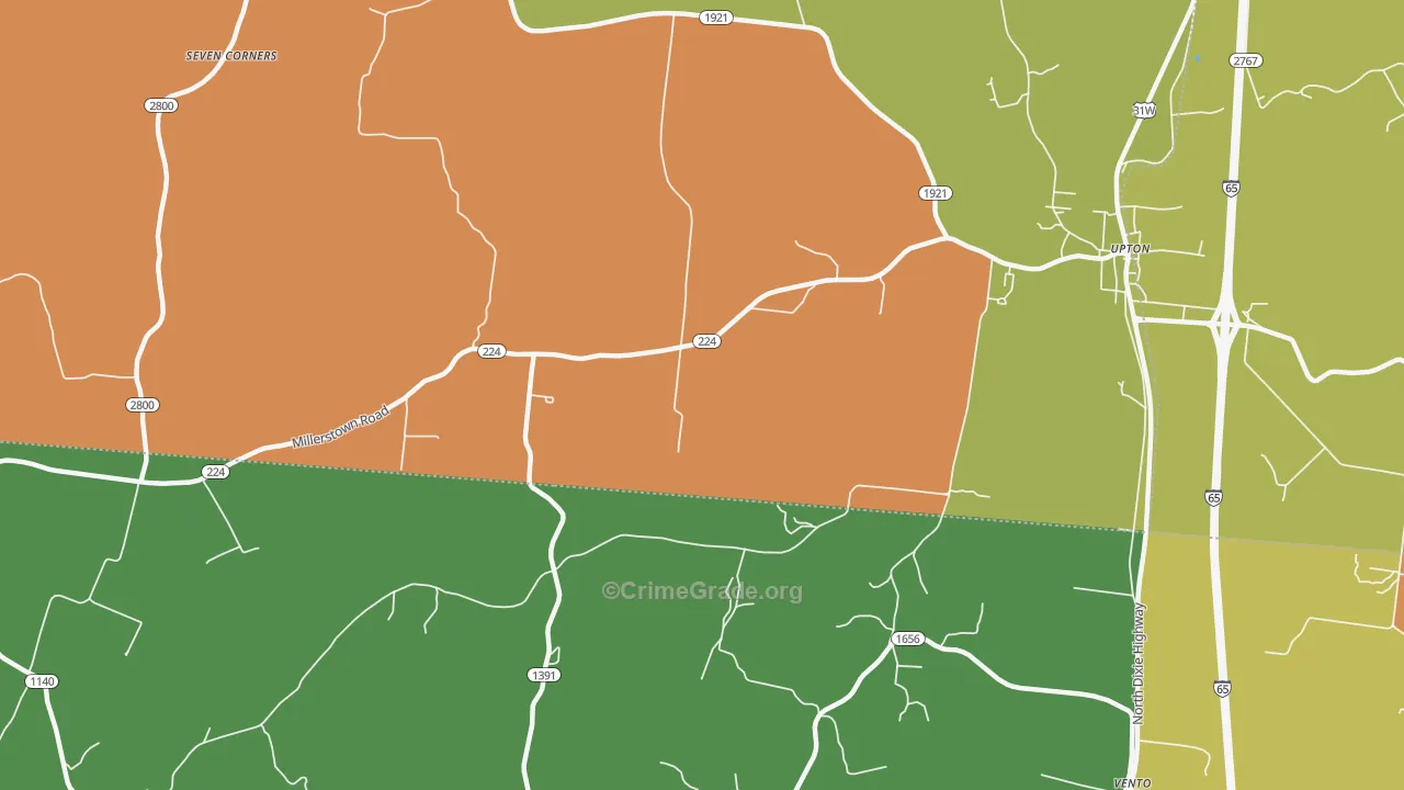 Vento, KY Map of Robbery Rates