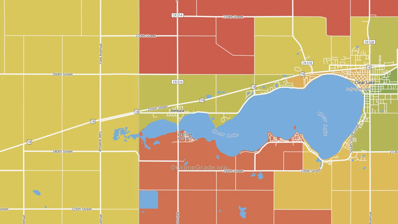 Ventura, IA Map of Robbery Rates