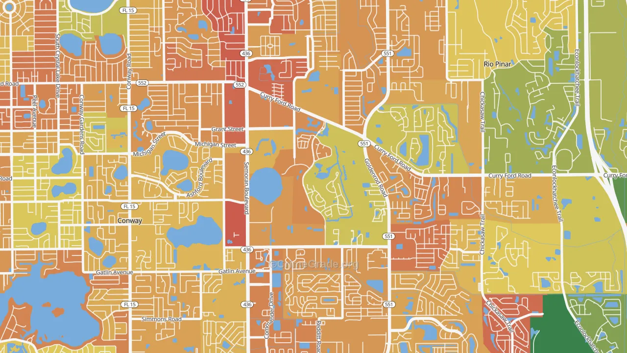 Ventura, Orlando, FL Map of Robbery Rates