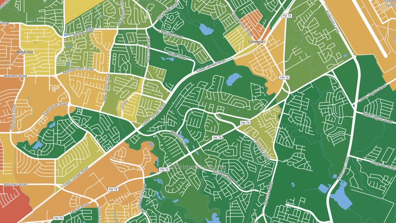 Ventura, San Antonio, TX Map of Robbery Rates