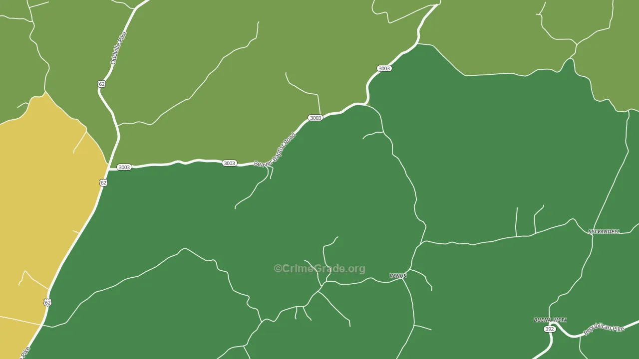 Venus, KY Map of Robbery Rates