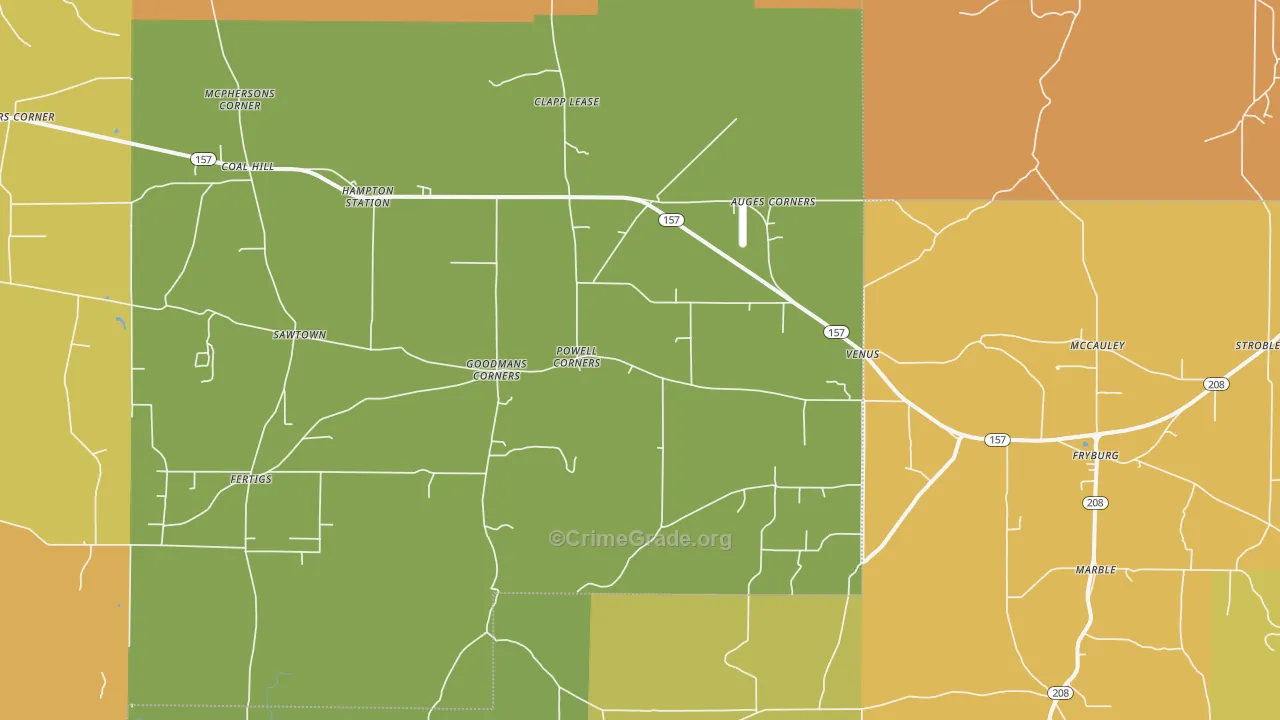 Venus, PA Map of Robbery Rates
