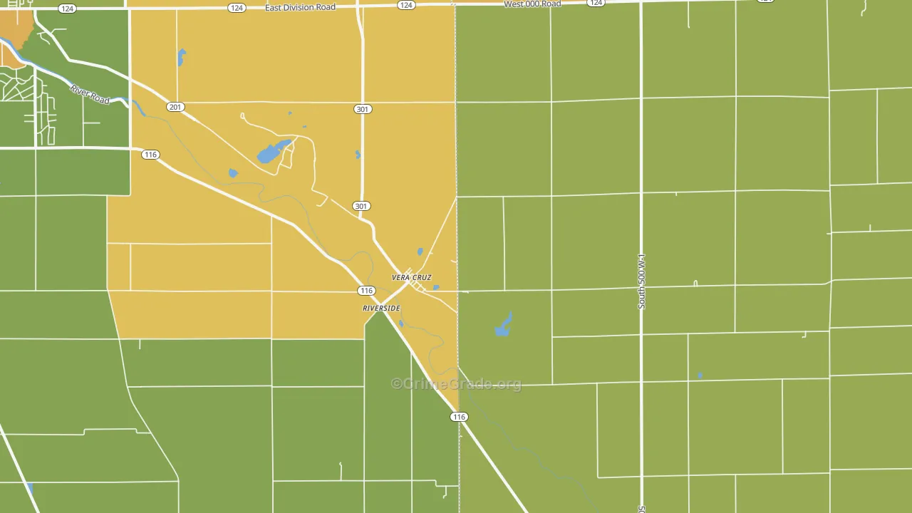 Vera Cruz, IN Map of Robbery Rates