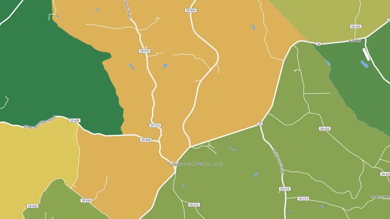 Vera, VA Map of Robbery Rates
