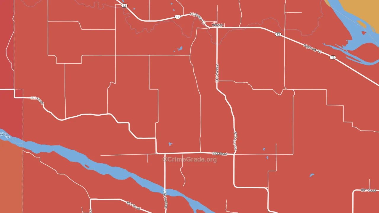 Verdel, NE Map of Robbery Rates