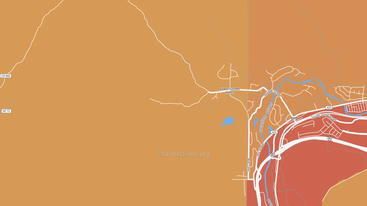 Verdi, CA Map of Robbery Rates