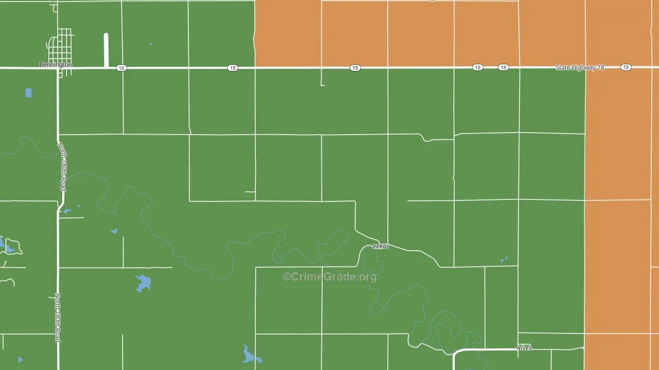 Verdi, KS Map of Robbery Rates