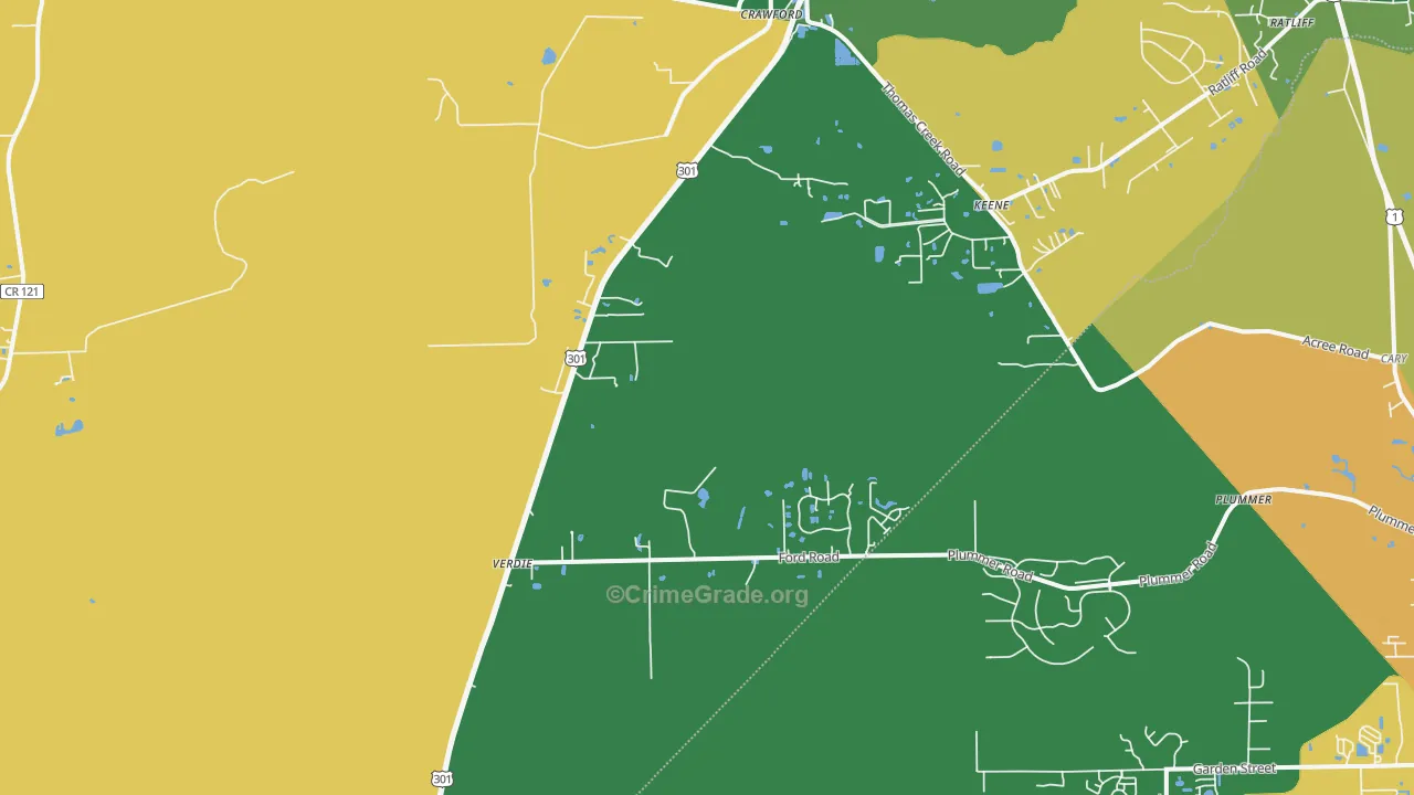 Verdie, FL Map of Robbery Rates