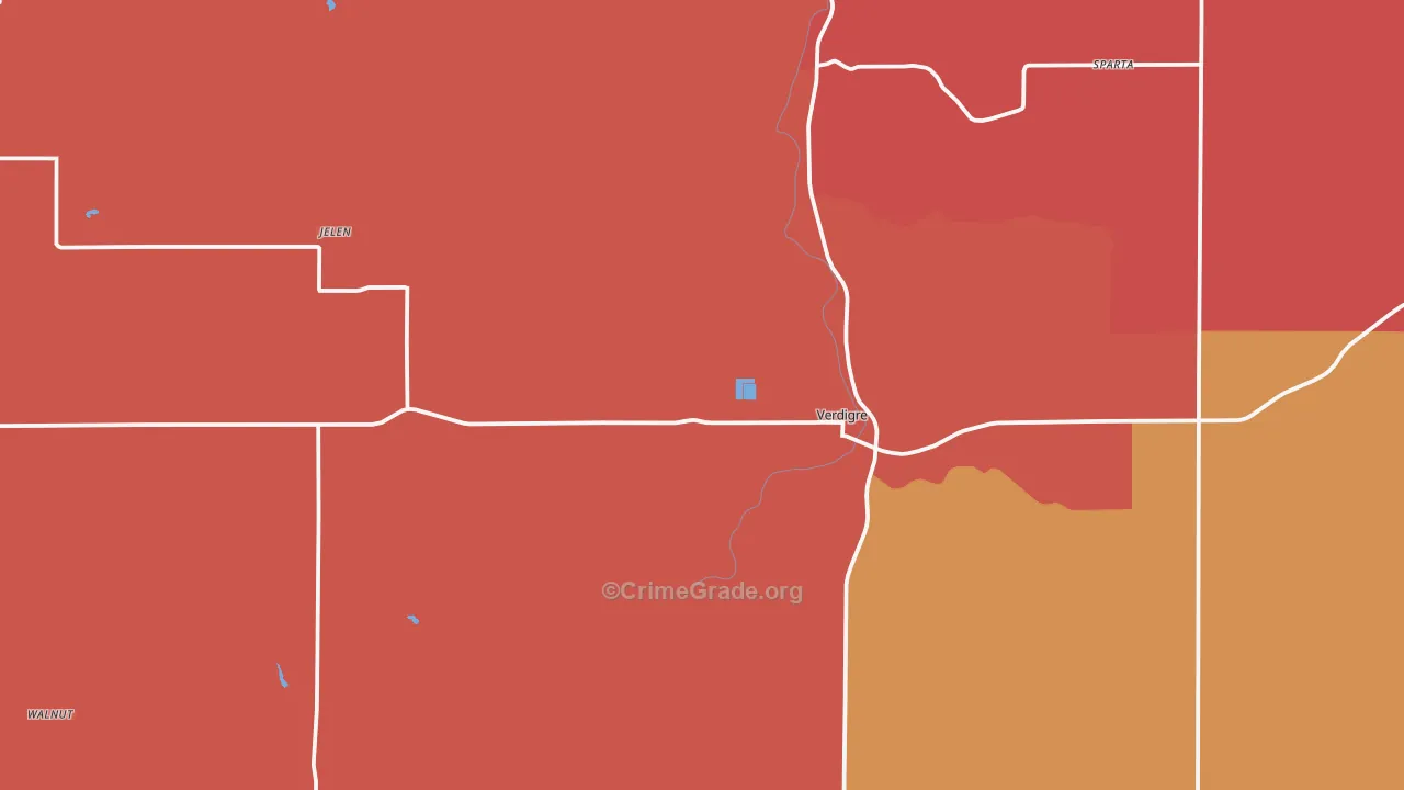 Verdigre, NE Map of Robbery Rates