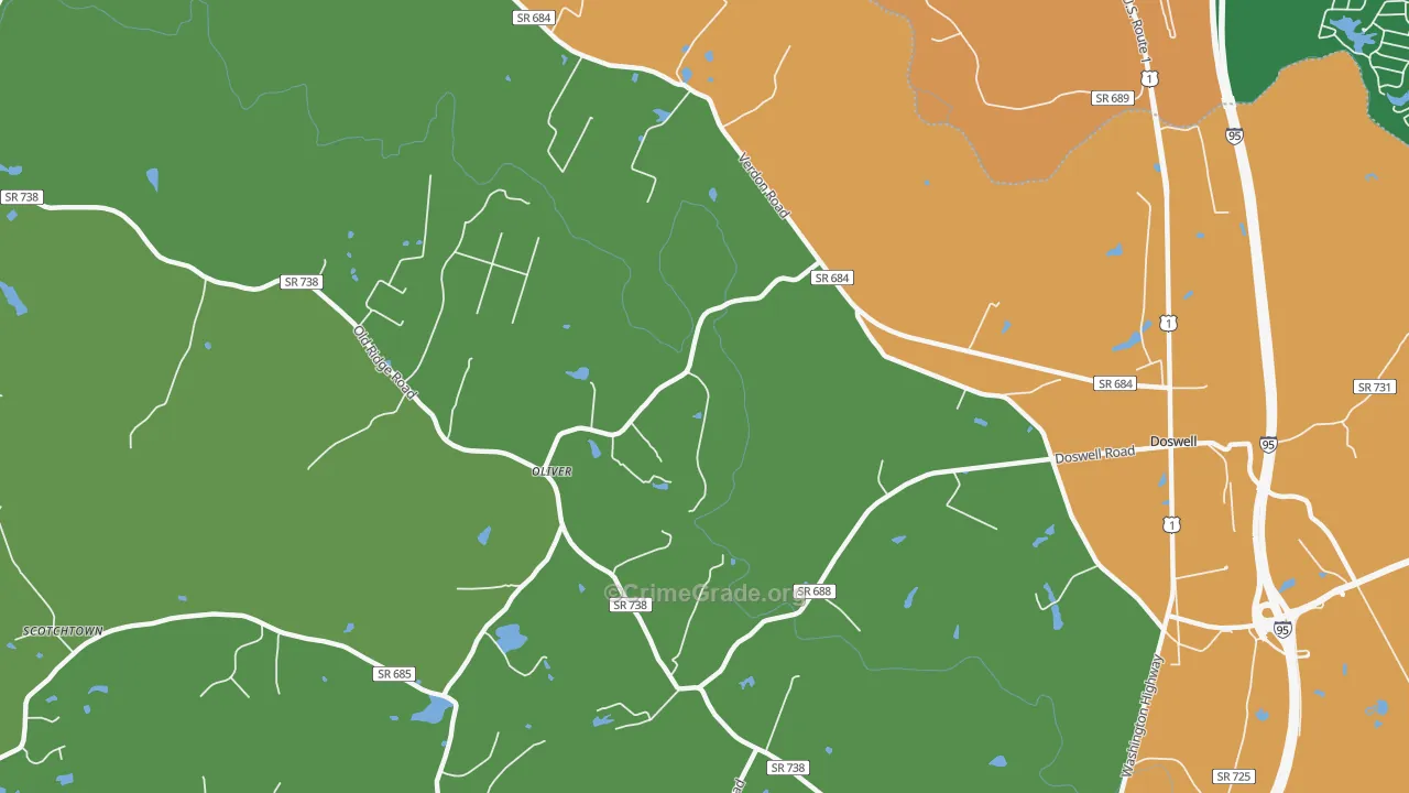 Verdon, VA Map of Robbery Rates