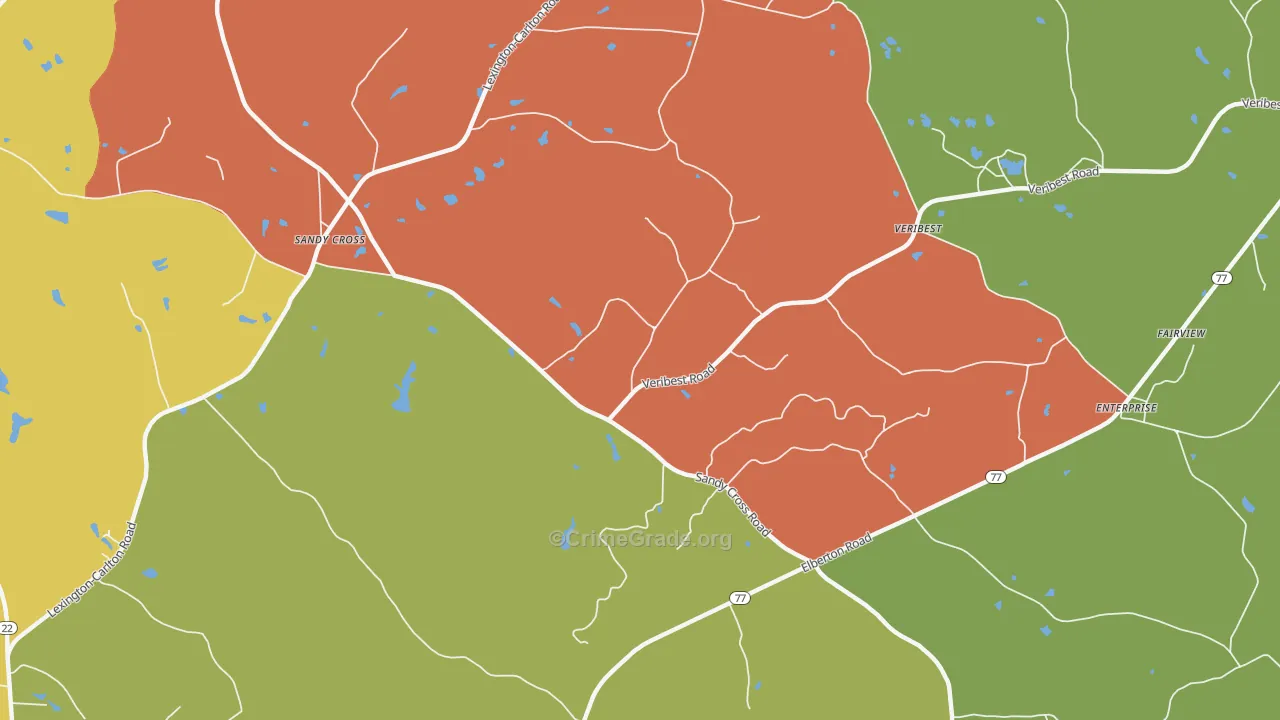 Veribest, GA Map of Robbery Rates