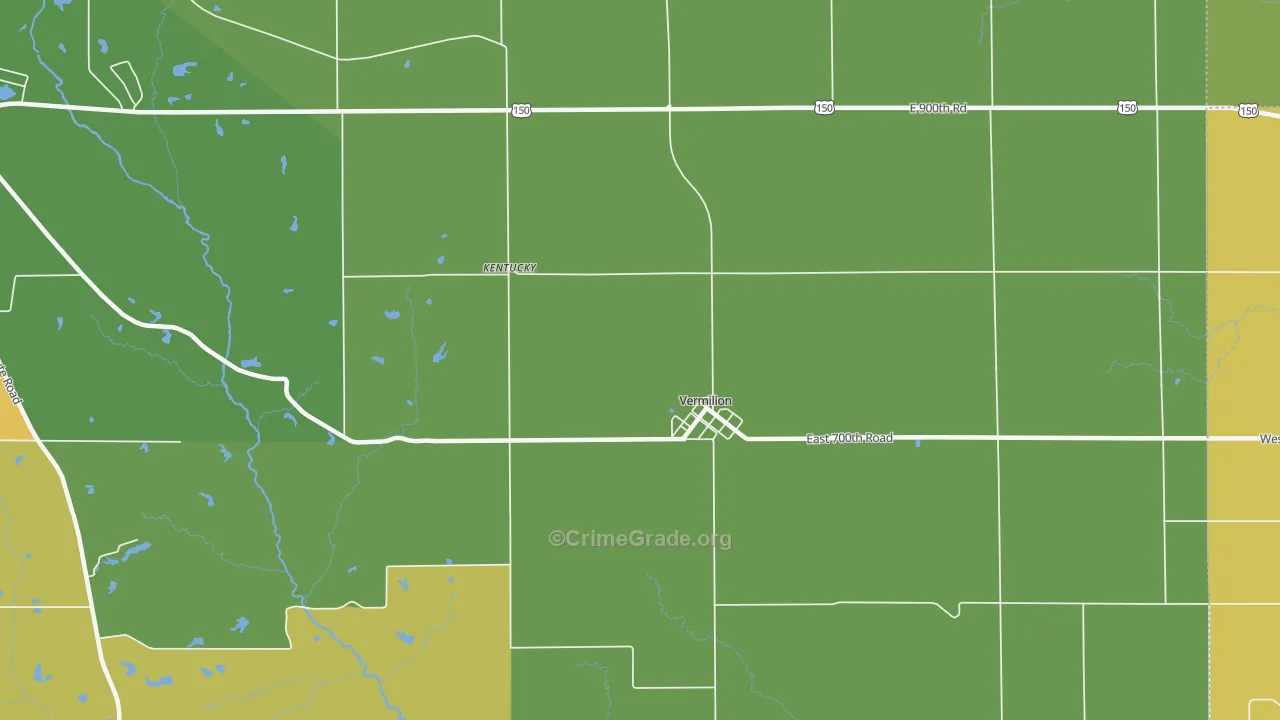 Vermilion, IL Map of Robbery Rates