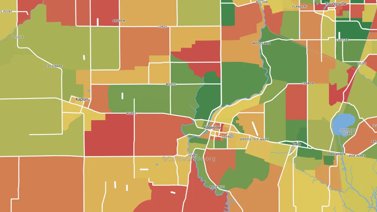 Vermilion Parish, LA Map of Robbery Rates