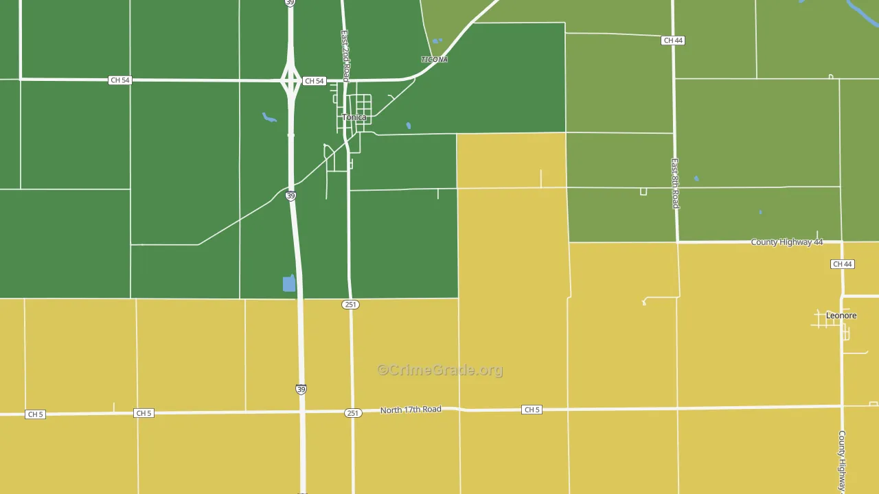 Vermilionville, IL Map of Robbery Rates