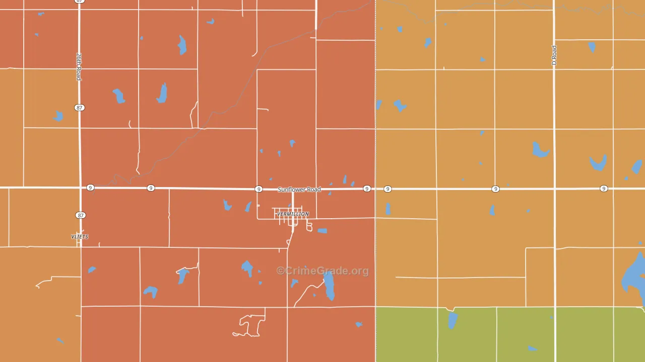 Vermillion, KS Map of Robbery Rates