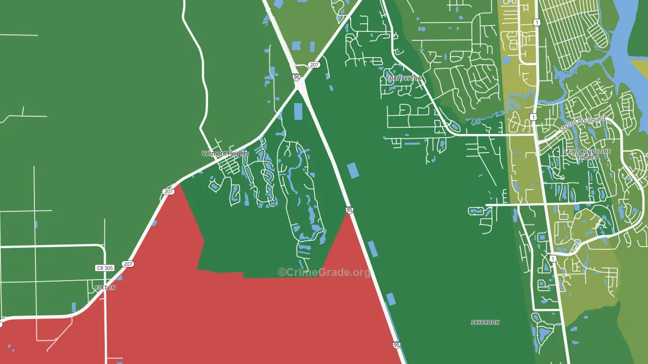 Vermont Heights, FL Map of Robbery Rates