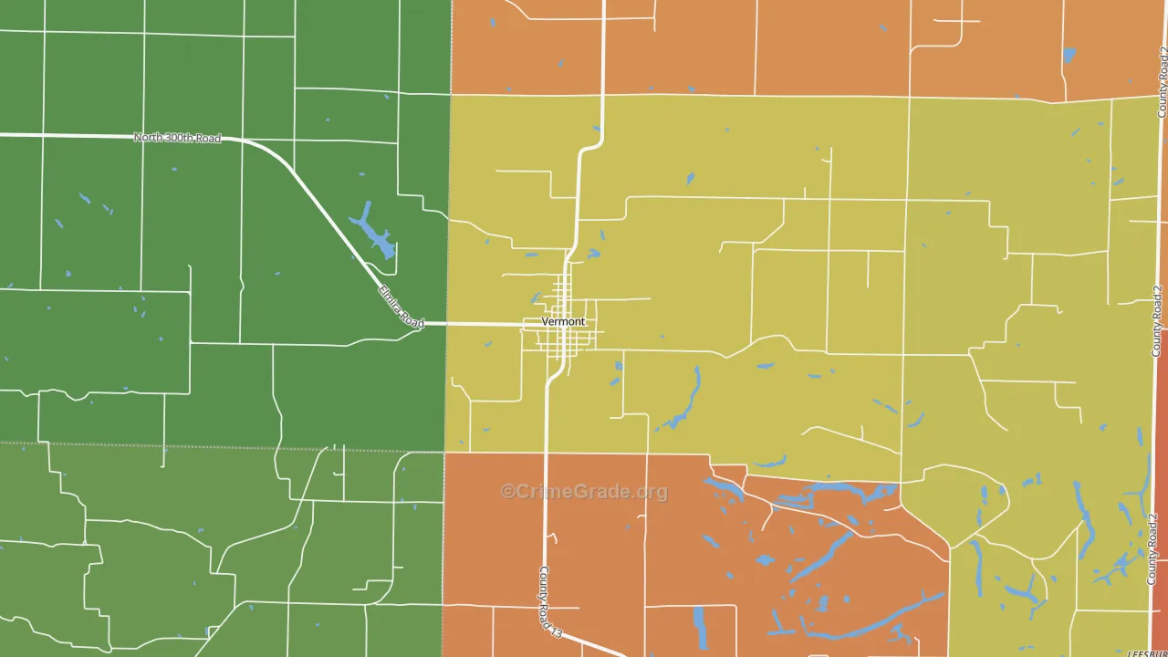 Vermont, IL Map of Robbery Rates