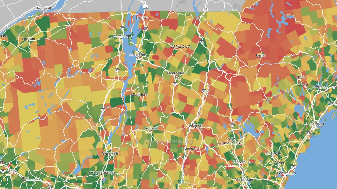 Vermont Map of Robbery Rates