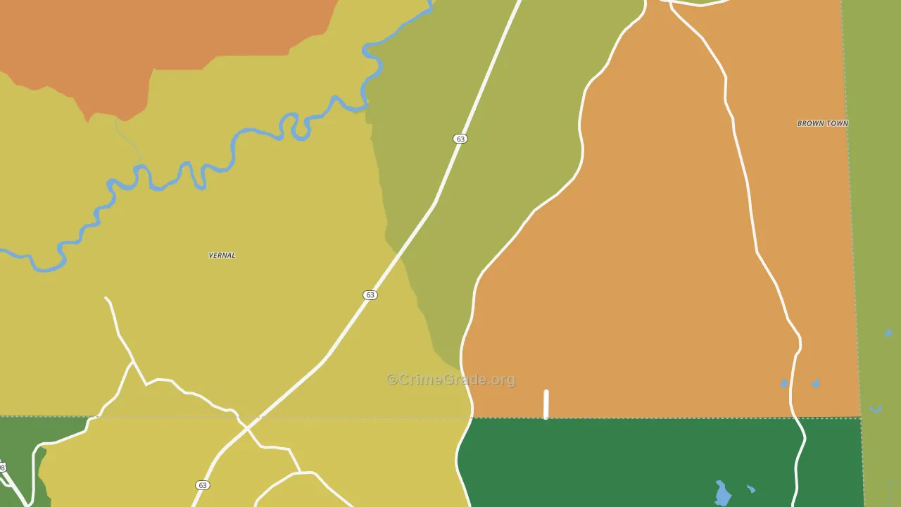 Vernal, MS Map of Robbery Rates