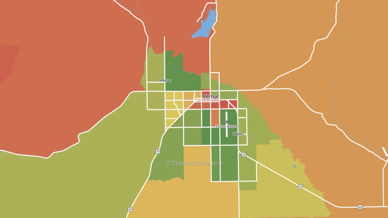 Vernal, UT Map of Robbery Rates
