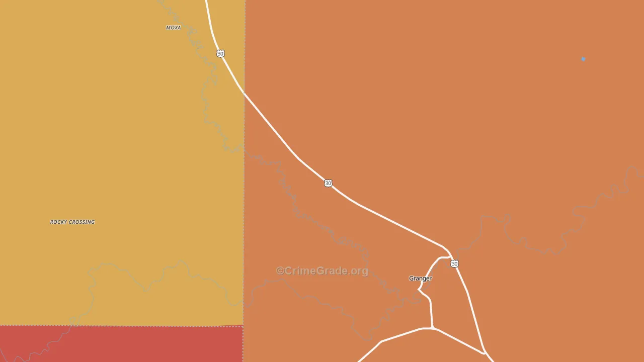Verne, WY Map of Robbery Rates