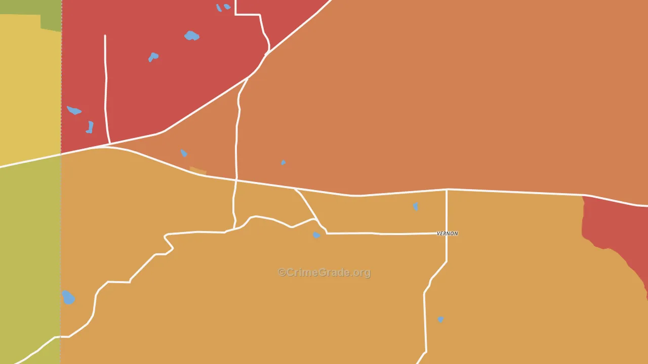 Vernon, AZ Map of Robbery Rates