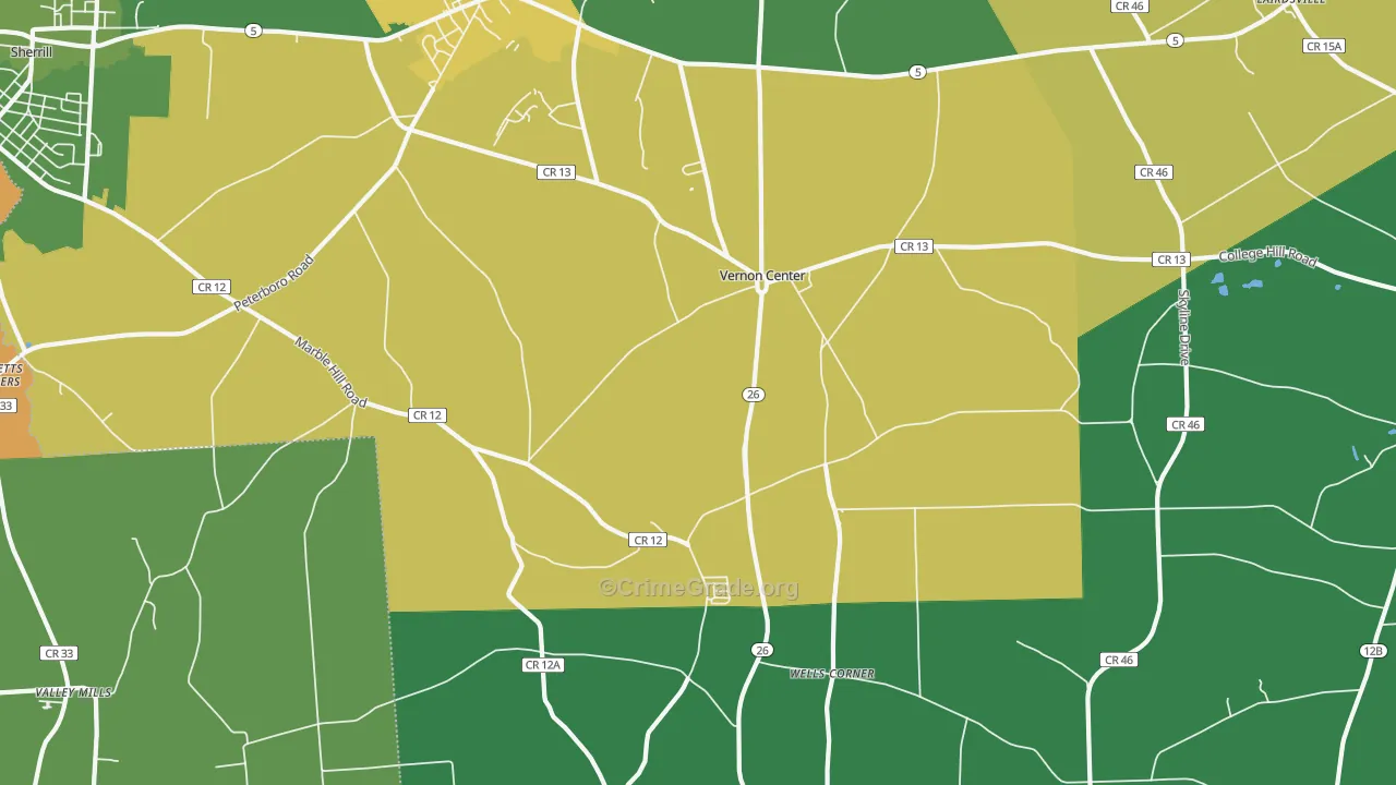 Vernon Center, NY Map of Robbery Rates