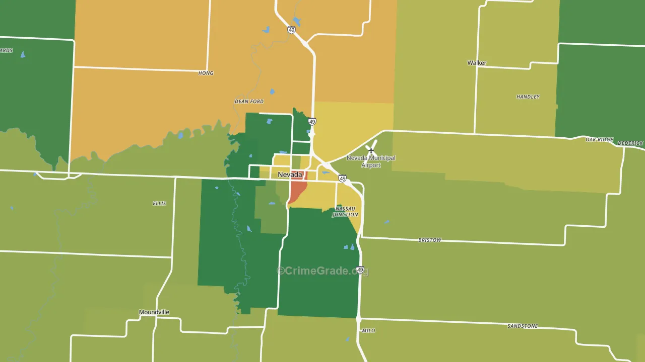 Vernon County, MO Map of Robbery Rates