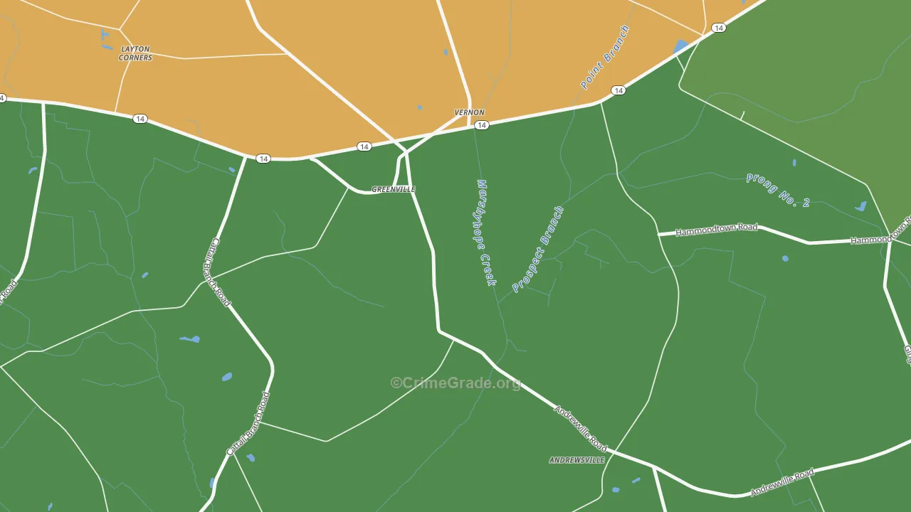 Vernon, DE Map of Robbery Rates