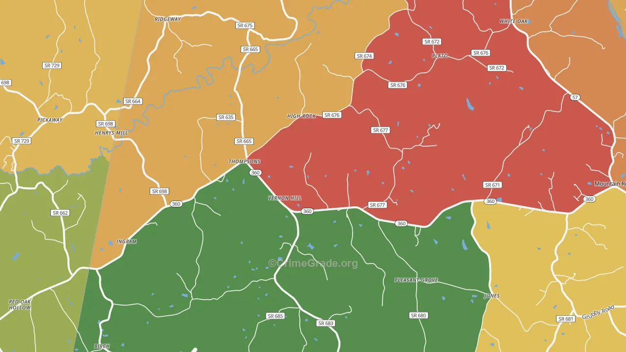 Vernon Hill, VA Map of Robbery Rates