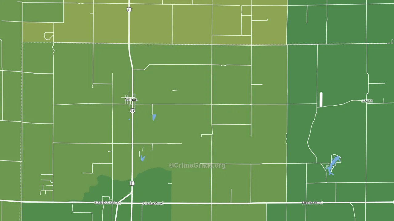 Vernon, IL Map of Robbery Rates