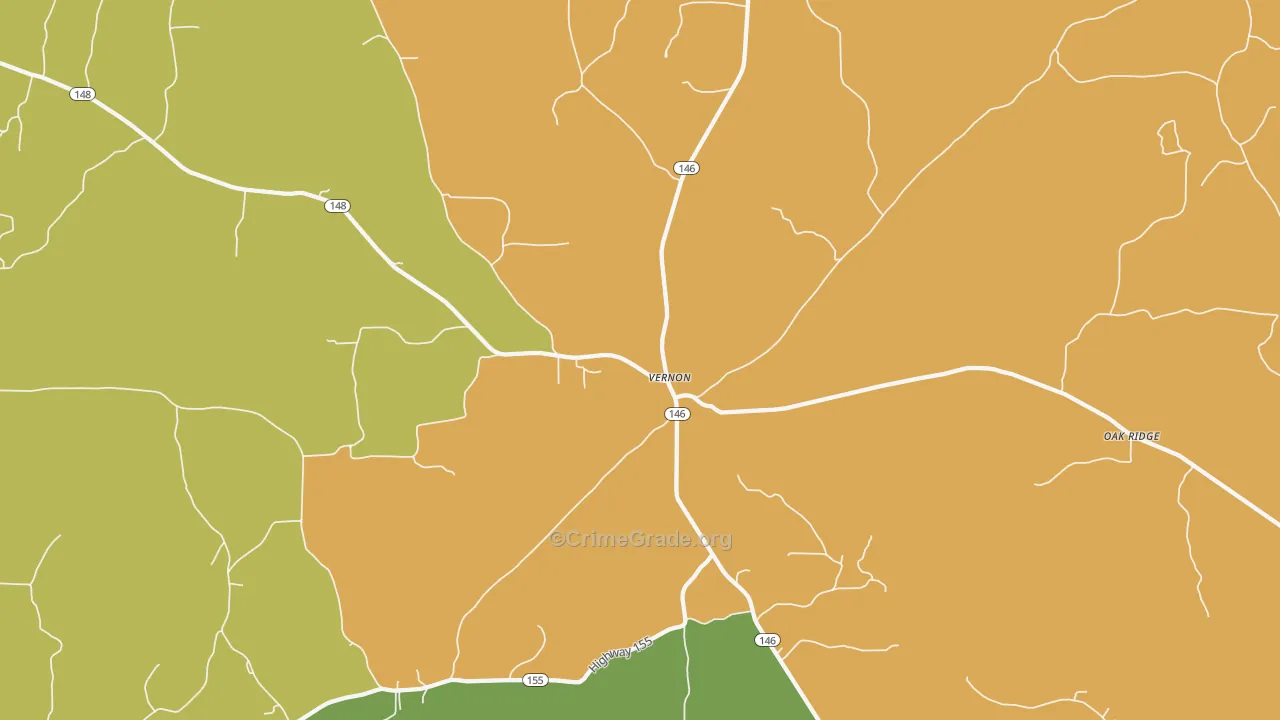 Vernon, LA Map of Robbery Rates