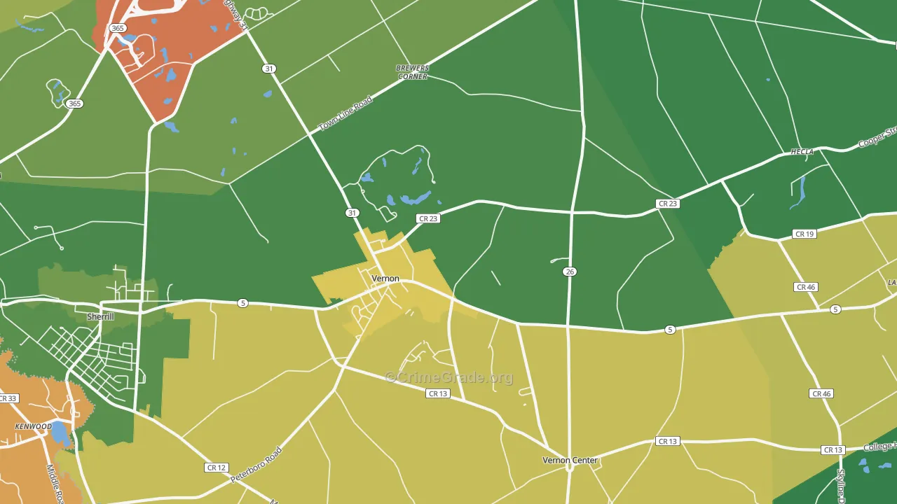 Vernon, NY Map of Robbery Rates