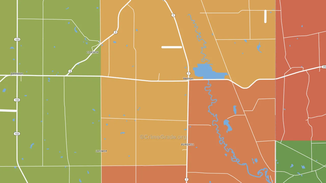 Vernon, OH Map of Robbery Rates