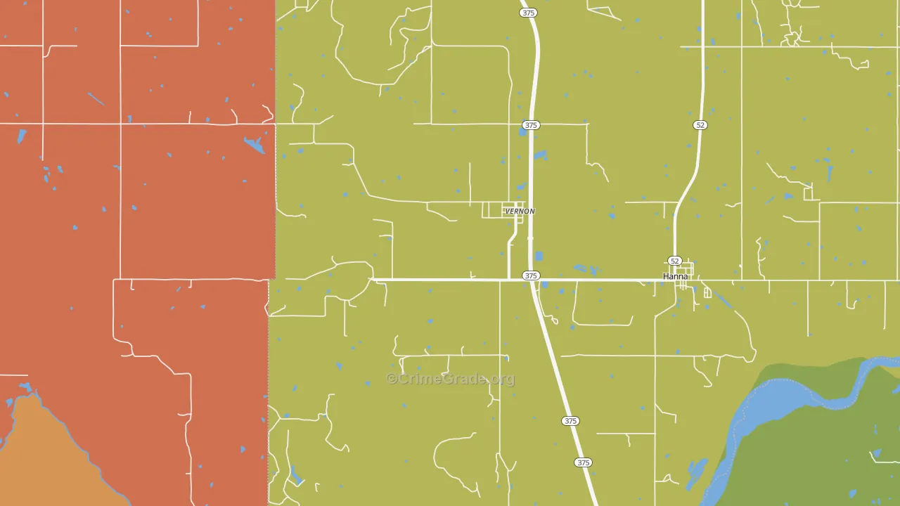 Vernon, OK Map of Robbery Rates