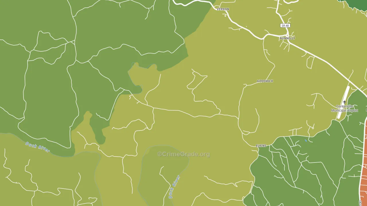 Vernon, TN Map of Robbery Rates