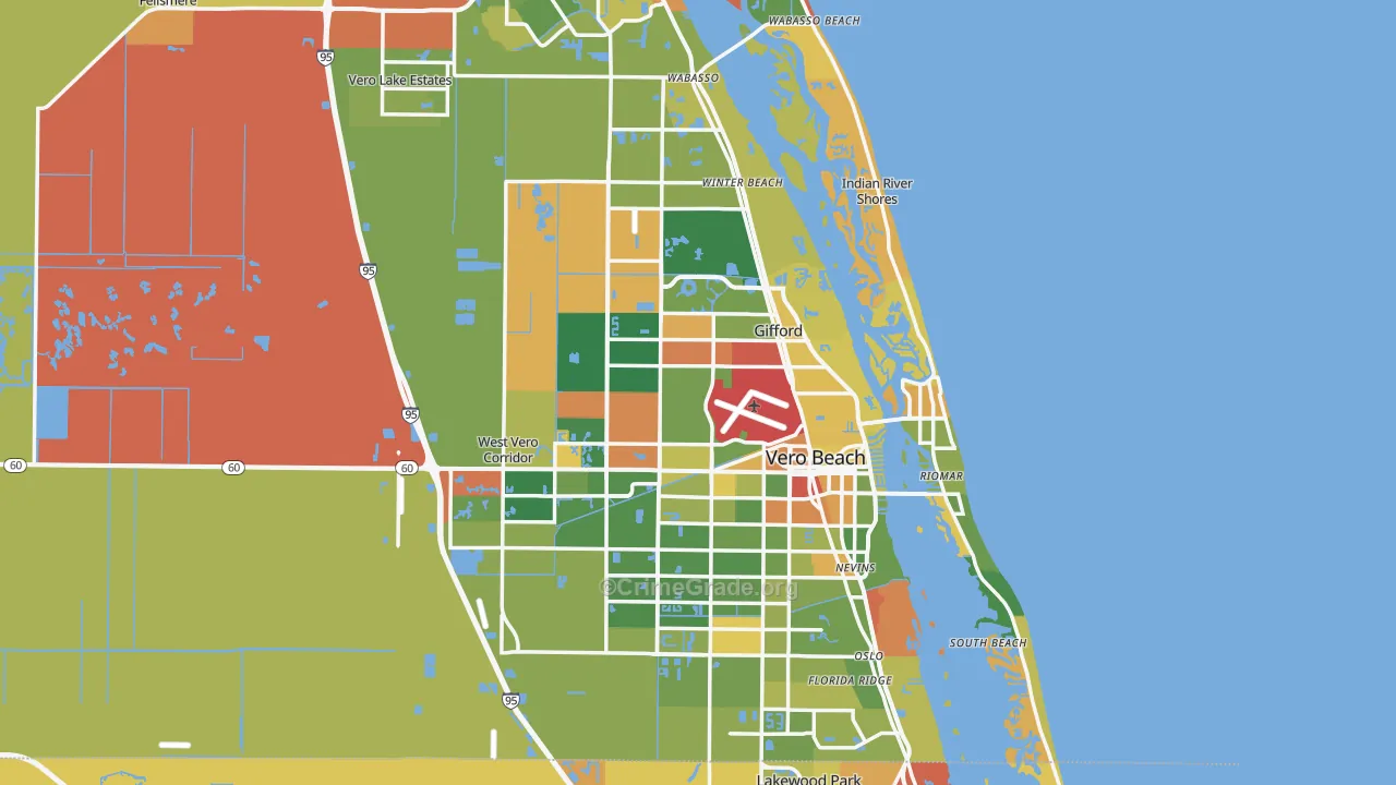 Vero Beach, FL Map of Robbery Rates