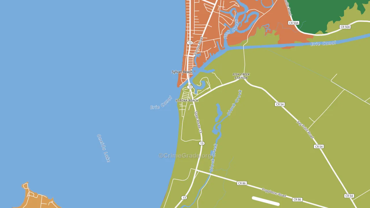 Verona Beach, NY Map of Robbery Rates