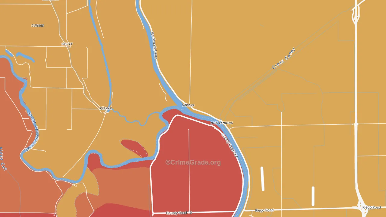Verona, CA Map of Robbery Rates