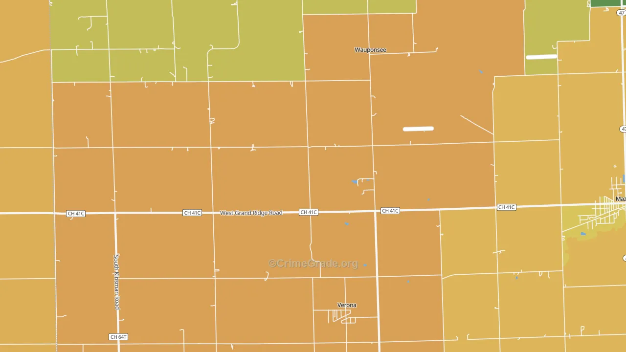 Verona, IL Map of Robbery Rates