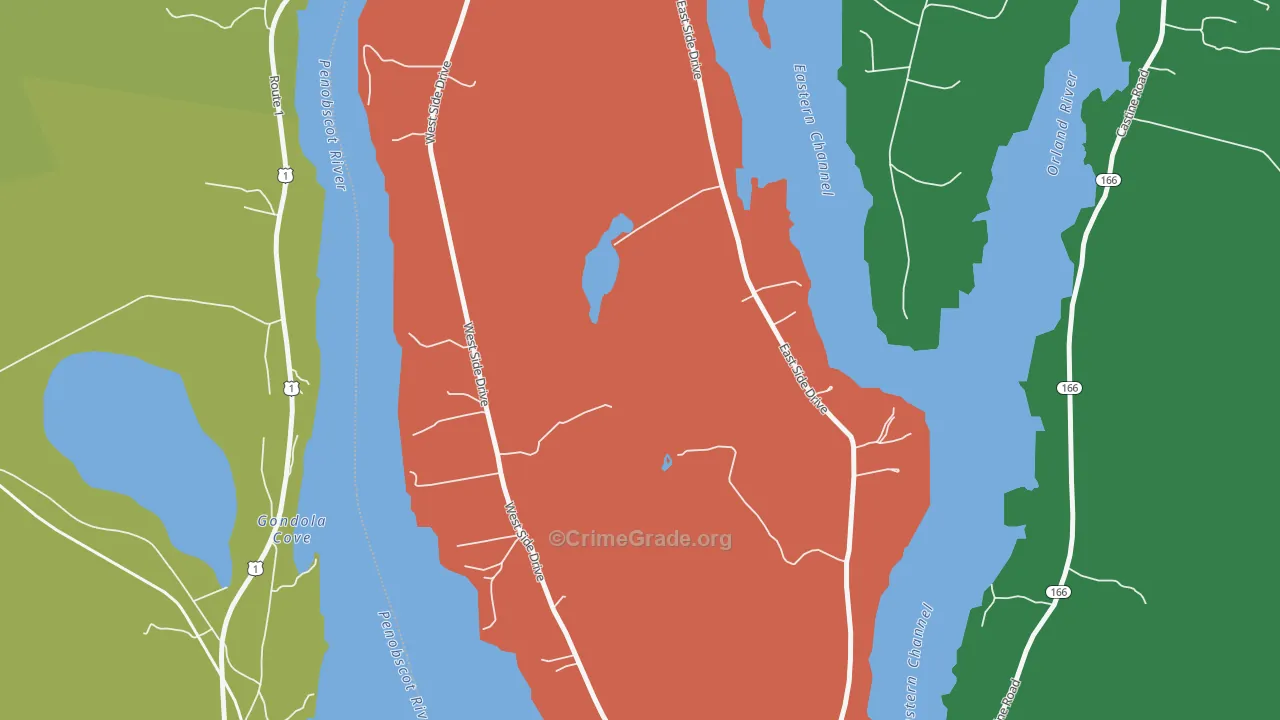 Verona Island, ME Map of Robbery Rates
