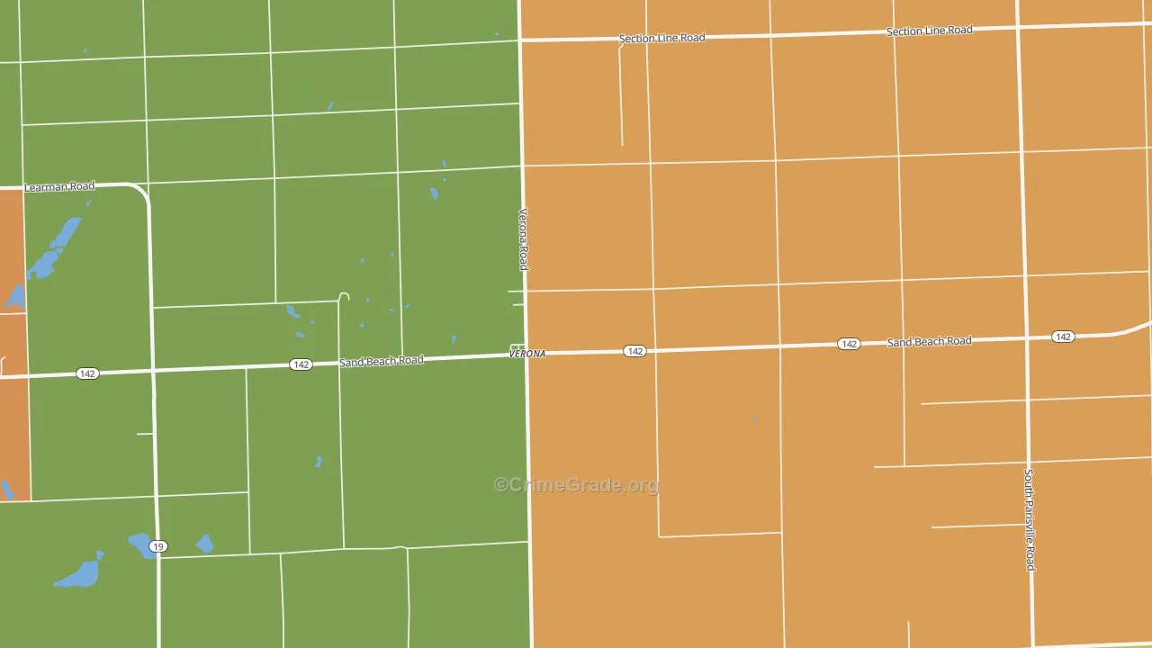 Verona, MI Map of Robbery Rates