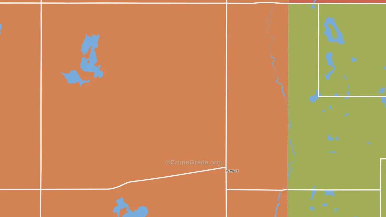 Verona, ND Map of Robbery Rates