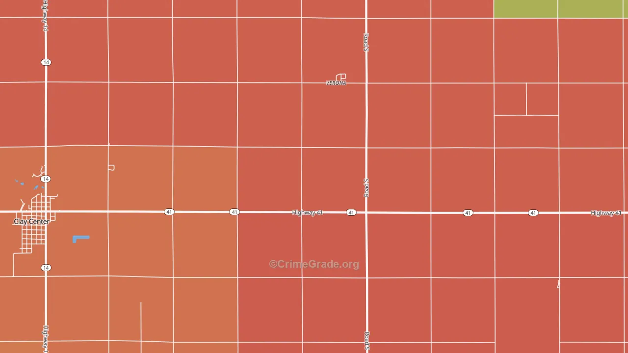 Verona, NE Map of Robbery Rates