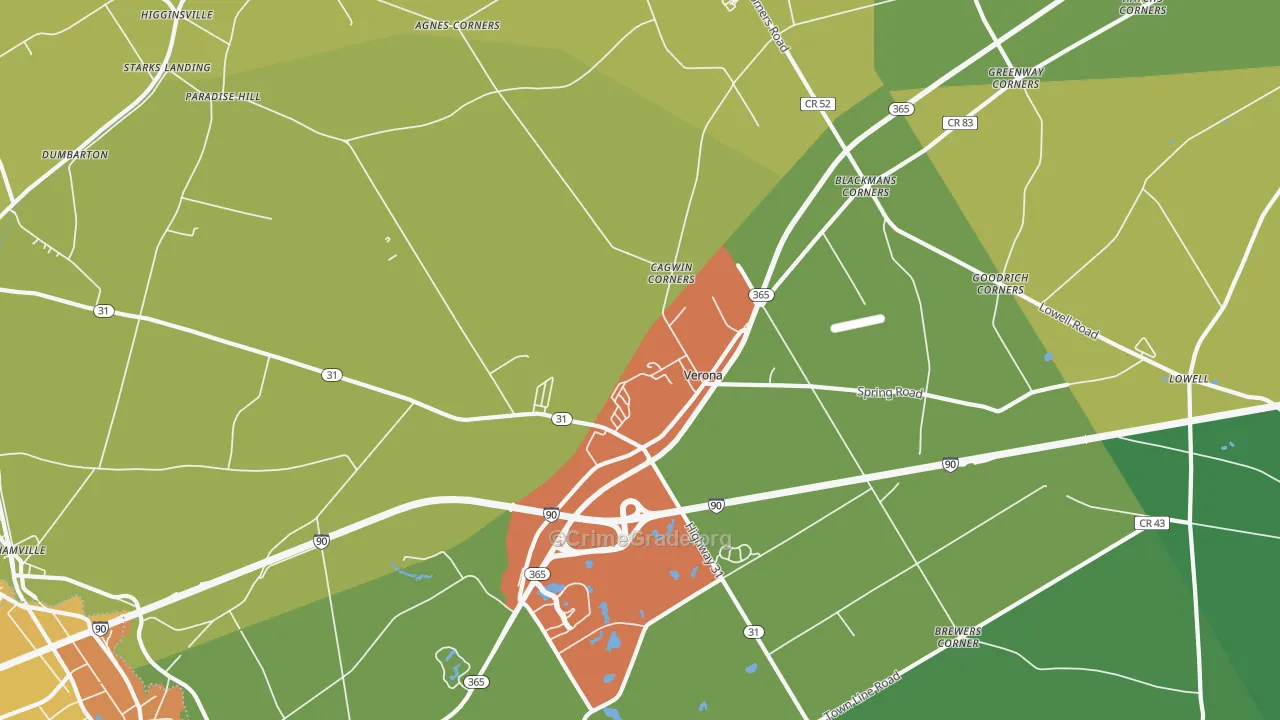 Verona, NY Map of Robbery Rates
