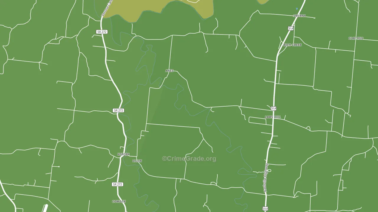 Verona, TN Map of Robbery Rates