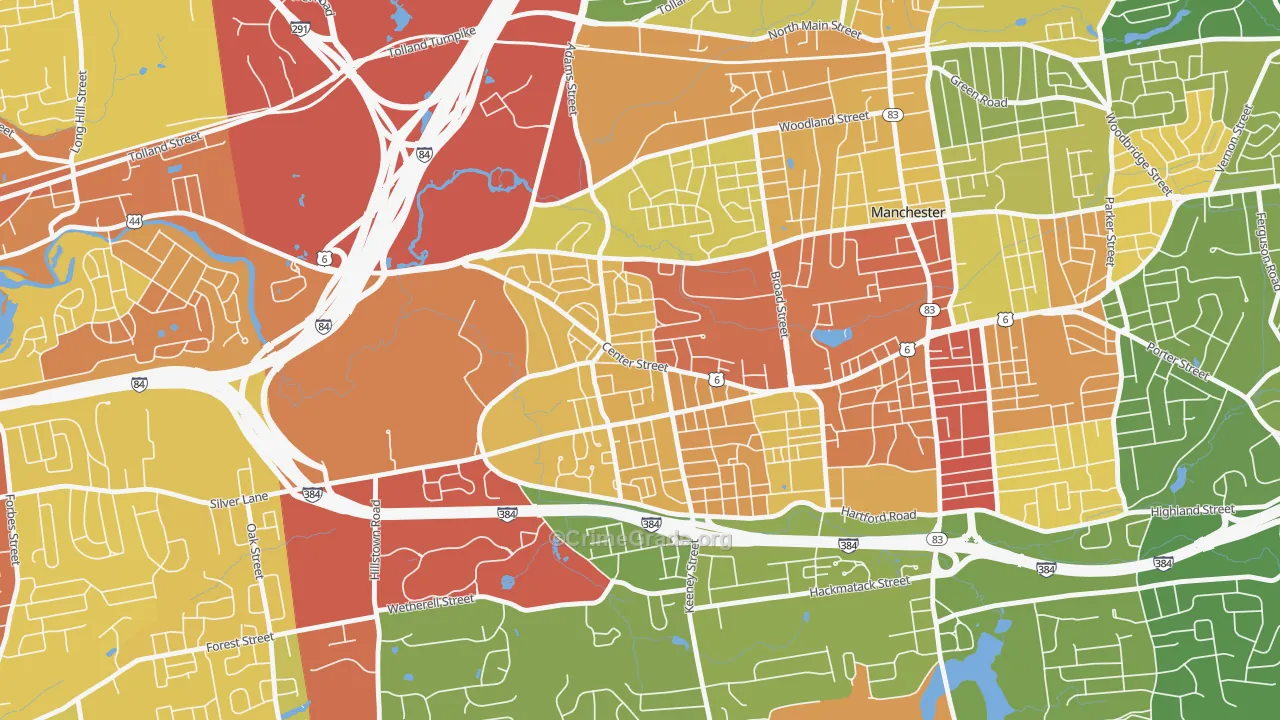 Verplanck, Manchester, CT Map of Robbery Rates